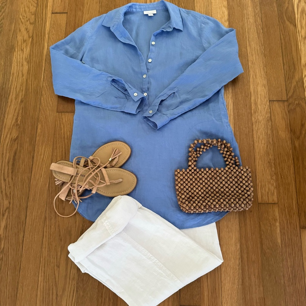 J Jill Linen Tunic Long Sleeve with Side Pockets